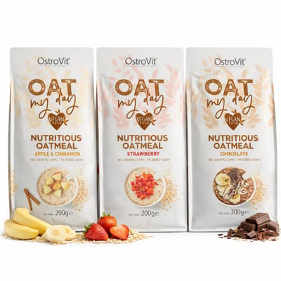 OstroVit Oat My Day 3-Pack – 3 x 200g Havermoutmix | Instant Oats (Verschillende Smaken) - Oatmeal - 8 porties + 4 = 12 Servings