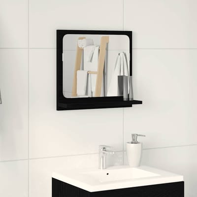 vidaXL - Badkamerspiegel - Zwart - Eiken - 40x10,5x37 - cm - Bewerkt - Hout