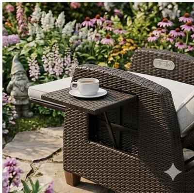 Ligstoel Rotan – Verstelbare Relaxligstoel met Zitkussen, Luxe Tuinligstoel voor Binnen & Buiten, Comfortabel Zonnebed, Bruin Rotan met Beige Kussen – Bella