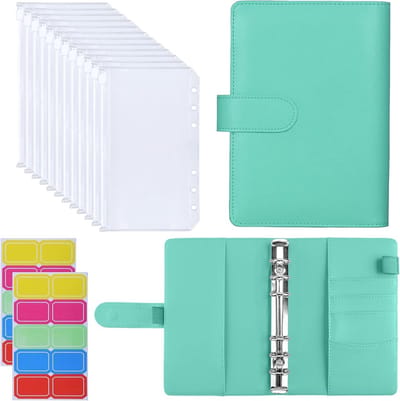 Zipper Budget Binder Envelopes - Geld Organizer en Budget Planner met Pockets in Mint Groen voor Slimme Besparingen