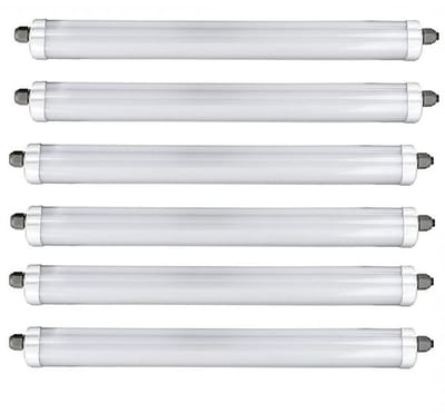 LED diffusorverlichting Halverlichting Garagekamerverlichting Plafondlamp, spatwaterdicht, 48W 5760lm 6500K koel wit, L 150 cm, set van 6
