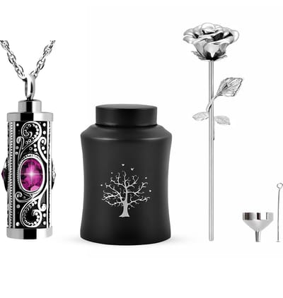 XXL Crematie Urn Set - Urn - As urn - As hanger - Mini Urn - Crematie As - As Ketting - As Bewaren - Begrafenis Urn - Herdenking Urn - Incl. Asvuller en Opbergzak