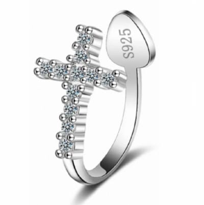 Zilveren earcuff kruis met zirkonia - Charme Bijoux