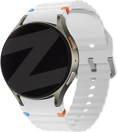 Bandz Siliconen Wave bandje 'Easy fit' - Geschikt voor Samsung Galaxy Watch 7 (40 & 44mm) / Galaxy Watch 6 Classic (43 & 47mm) / Galaxy Watch 5 (Pro) / Galaxy Watch 4 (Classic) / Galaxy Watch FE (wit)