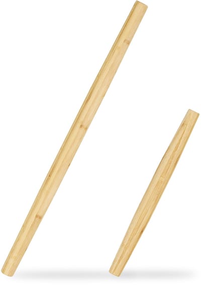 deegroller bamboe - set van 2 - bakaccessoires in 2 groottes - 65 en 40 cm - fondantroller - natuur