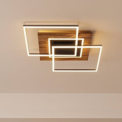 Elobra LED plafondlamp Atacama M Plus, eiken/zwart, hout, RGBW