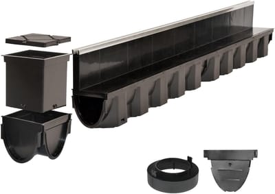 Sleufgoot Drainagegoot - Terrasgoot Afvoer - Regenwater Afvoeren - Belastingsklasse B125 - 100 cm Lengte - Aluminium