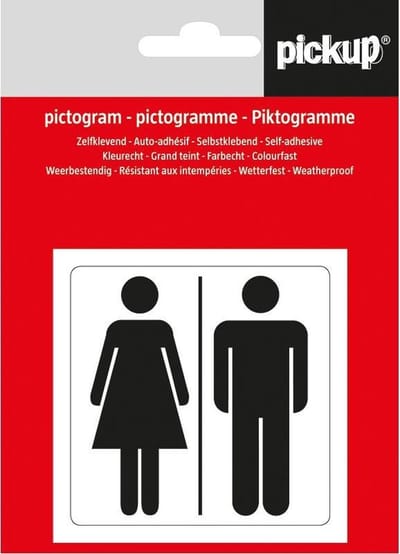 Pickup pictogram Aufkleber 7,5x7,5 cm Doppelsymbol Mann/Frau