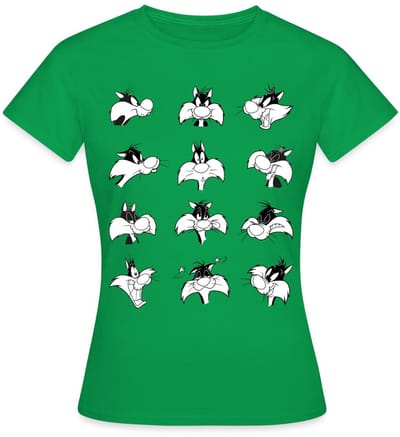 Looney Tunes Sylvester Facial Expressions T-Shirt Dames