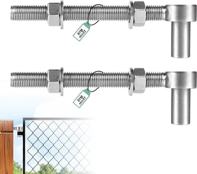 Set van 2 Verstelbare Tuindeur Scharnieren M16 x 150mm, Robuuste RVS Beugels voor Metalen Boerderij- en Weidepoorten