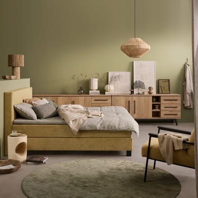 Dressoir Batenburg - MDF/Metaal - Eiken/Zwart - 210x80x45 cm (BxHxD)