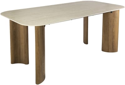 Giga Meubel Eettafel Romano Curvo - Rechthoek Hout/Travertin - 180x90x76cm