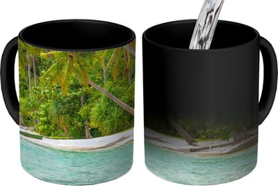 Magische Mok - Foto op Warmte Mokken - Koffiemok - Palmboom - Zee - Tropisch - Magic Mok - Beker - 350 ML - Theemok