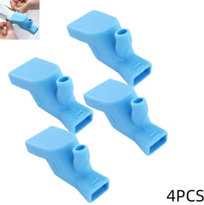 4 stuks - kraanverlengstukken - siliconen kraanverlenger - flexibele siliconen kraanverlenging - voor tandenpoetsen, gorgelen, handen - blauw - 8×3.5cm