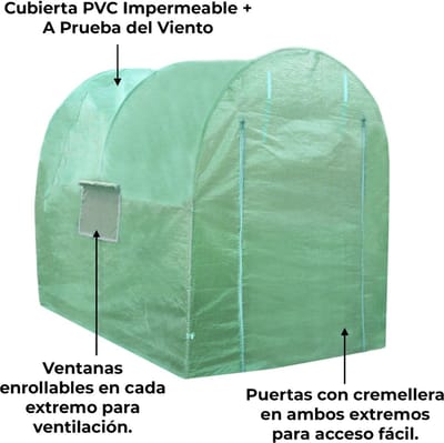 Tunnelkas - groen - 2x2,5x2 m - 150gsm pe overkapping met ramen