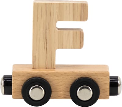 Tryco Houten Naturel Lettertrein Letter F - Letterwagon voor Woorden en Naamtreinen - Stimuleert Creativiteit en Motoriek - Vanaf 3 Jaar