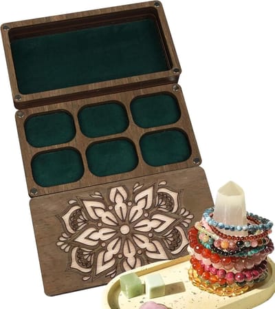 Kralenbord Sieraden Maken - Houten Opbergdoos - Ambachtelijke Kralenopslag - Twee Niveaus Organizer - 26.6 x 16.8 cm - Houtkleur