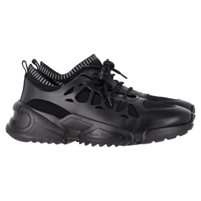 Salvatore Ferragamo Raintop Lage Sneakers in Zwart Gemengd-Materiaal