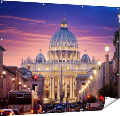 Gards Tuinposter Sint Pietersbasiliek in Rome, Itali� - 150x120 cm - Tuindoek - Tuindecoratie - Wanddecoratie buiten - Tuinschilderij