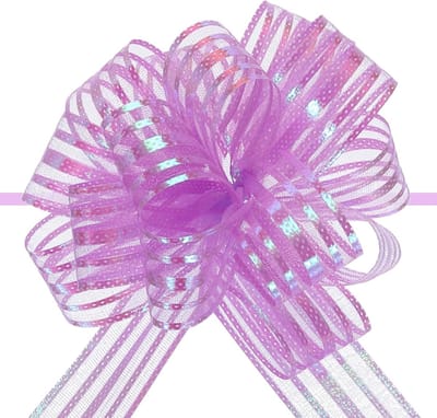 5 Stuks 10cm Grote Organza Trekstrikken, Cadeau Wikkelen Bogen van Chiffon voor Bruiloften, Kerst en Verjaardagen, Lichtpaars