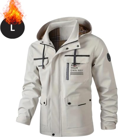 Bovista Windjas Voor Heren - Windjack - Waterdicht - Jas Met Capuchon - Outdoorjas - Volwassen - Wit - Maat L