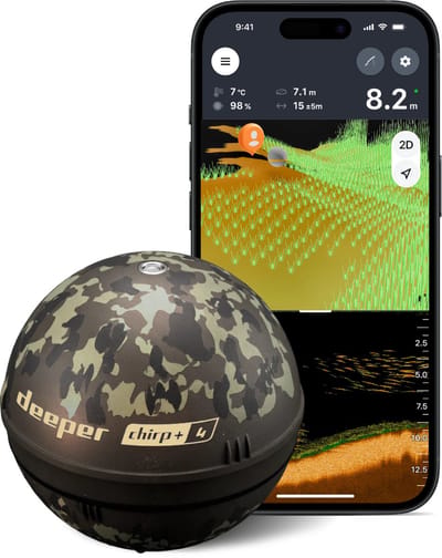 Deeper CHIRP+ 4 AI visvinder met GPS – Draagbare sonar voor vissen