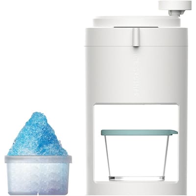IJsschaaf en Sneeuwkegelmachine Draagbare Handzwengel IJscrusher met Gratis IJskom en Ijsvorm wit