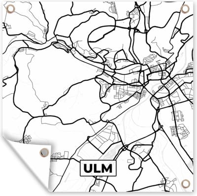 Tuin poster Plattegrond - Ulm - Kaart - Stadskaart - 200x200 cm - Tuindoek