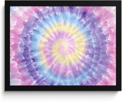Poster in lijst - Fotolijst 40x30 cm - Posters - Spiraal - Tie dye - Pasteltinten - Posterlijst zwart - Decoratie - Wanddecoratie woonkamer - Muurdecoratie slaapkamer
