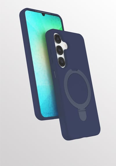 Hoesje Geschikt voor Samsung S25 / S24 hoesje zacht siliconen Navy - Liquid Backcover ring hoesje Geschikt voor Magsafe