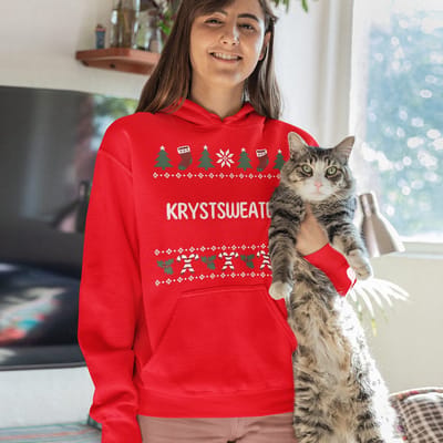 Friese Kerst Hoodie Rood Krystsweater - Maat XS - Uniseks Fit - Kerstkleding Voor Dames & Heren