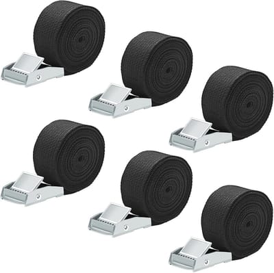 Verstelbare Bevestigingsriemen - 6 Stuks - Sjorbanden 25 mm x 2 m voor Fiets, Auto en Motorfiets