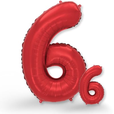 Dailygoods- Folieballon 6 - Feestdecoratie - Set van 2 - 100 cm/40 cm - Zelfsluitend ventiel - Geschikt voor helium - Feestballon