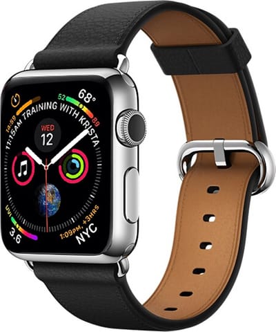 By Qubix - Geschikt voor Apple Watch bandje - Classic lederen bandje - Zwart - Geschikt voor Apple Watch 38mm / 40mm / 41mm / 42mm - leren smartwatchbandje - Horlogebandje