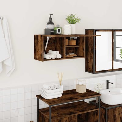 vidaXL - Badkamerwandkast - 60x25x30 - cm - bewerkt - hout - gerookt - eikenkleurig