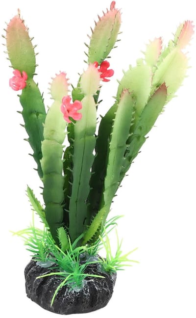 Dailygoods- Kunstplanten Realistisch - Cactussen - Kleurrijke Bloemen - Terrarium Decoratie - Voor Schildpadden/Hagedissen - Hoogwaardige Materialen - Terrariumdecoratie