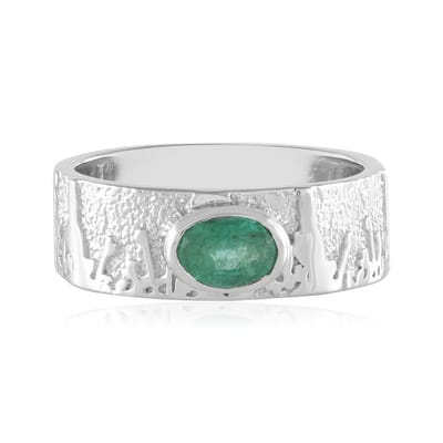 Cavill - 925 Sterling Zilver Ring - 18K Goud Verguld - Russische Ovale Smaragd 0,7 ct - Robuust & Elegant - Unisex Sieraad