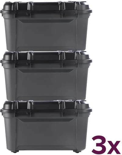 Ezystorage opbergbox heavy duty 80 liter (voordeelbundel) - Grijs - Stapelbaar | Met deksel | Waterdicht | Heavy Duty | Rolbaar - Opbergbox met deksel - Opslagbak - Opslagbox- Opbergbak