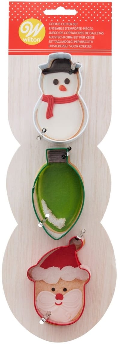 Wilton Koekjes Uitsteker - Sneeuwpop, Lampje, Kerstman - Set/3 - Uitsteekvormpjes Kerst - Koekjes Vorm