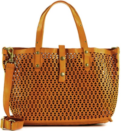 CAMPOMAGGI Leren Shopper Schoudertas Shopping Bag Giallo Mosterdgeel