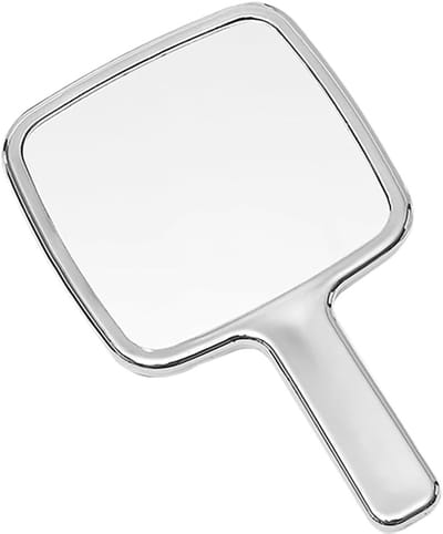 Handspiegel met Handvat, Vierkante Vanity Spiegel van Gegalvaniseerd Metaal, Compact Vintage Reismirror voor Vrouwen en Meisjes, Hoogwaardige Make-up Spiegel voor Perfecte Reflectie