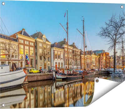 Gards Tuinposter Groningen Hoge der A Haven - 80x60 cm - Tuindoek - Tuindecoratie - Wanddecoratie buiten - Tuinschilderij