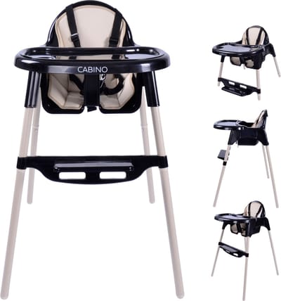 Cabino Kinderstoel Situp - Eetstoel Baby – Inclusief Kussen – Verstelbare Baby Eetstoel – 2 in 1 & Peuterstoel – Zwart & Clay