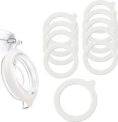 Rubber Ringen voor Brillen - Silicone Glas Seals - Witte Vervangingsringen voor Inmaakpotten - Verpakking van 6 - Inmaakpotten - Glazen Potten