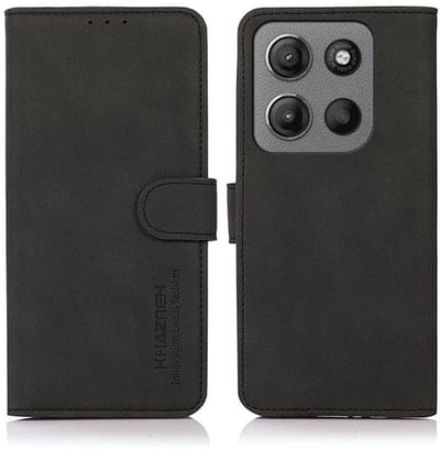 Luxe mat zwart agenda book case hoesje - geschikt voor Motorola Moto G05 / E15 / G15 4G