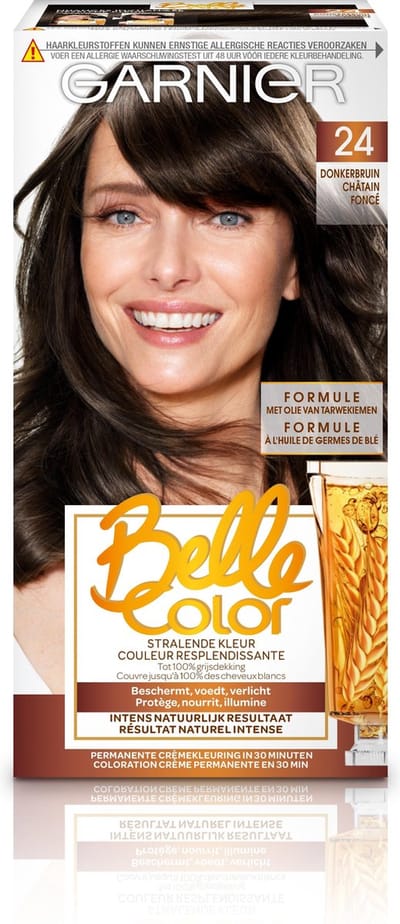Garnier Belle Color 24 - Donkerbruin - Permanente Haarkleuring - Dekt Grijze Haren 100% - Natuurlijk Resultaat