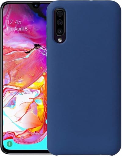 Hoesje - Geschikt voor Samsung Galaxy A50 - Sterk & Shockproof - Siliconen Case - Hoes Cover - Telefoonhoes - Donkerblauw