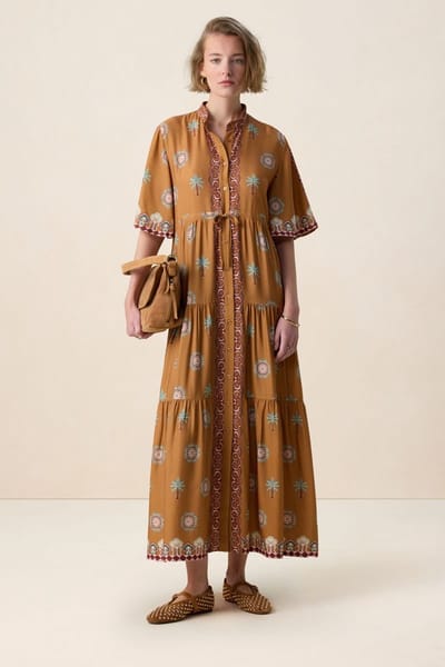 Sissy-Boy - Bruine maxi jurk met palm print