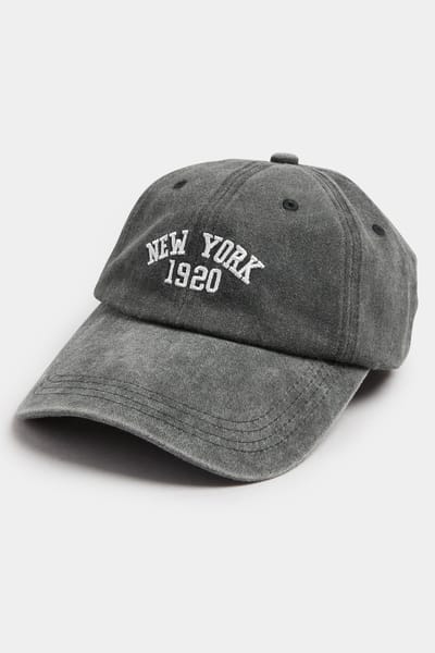 Yours Grijze Baseballpet Met De Slogan 'New York' In Acid Washsize One Size