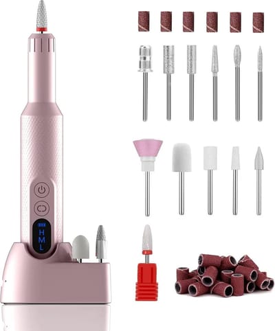 WiseGoods Premium Set Nagelvijl Elektrisch Met Oplaadstation - Nagelvijlen Kunstnagels - Nagel Vijl Machine - Nagelfrees - Roze